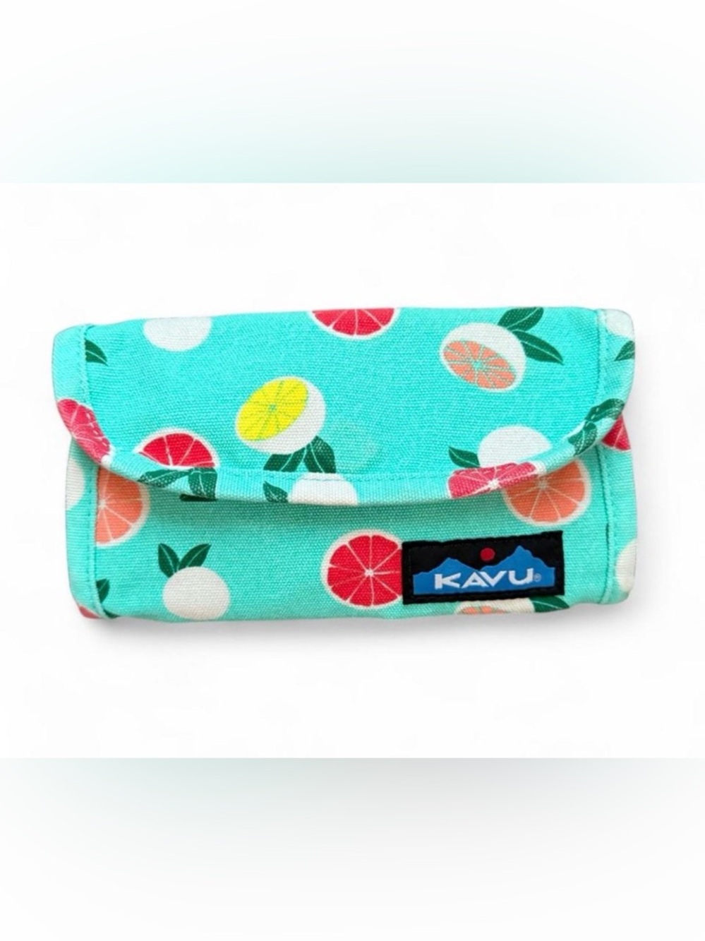 KAVU multi colored fruit print wallet. Sturdy cotton canvas. EUC. Clean.